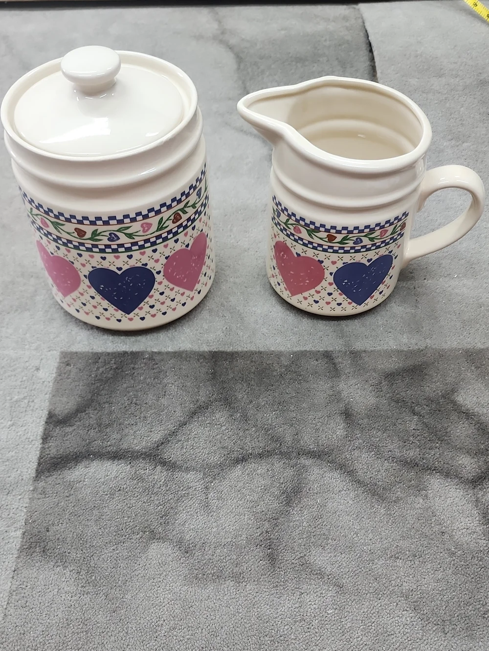 Vtg Ceramic Lidded Kitchen Canister/Pitcher from the Hearts Delight Collection